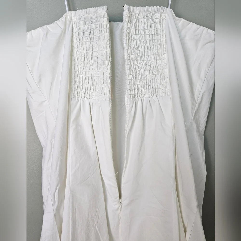 Mare Mare x Anthropologie White Strapless Seamed A-Line Midi Dress, XL